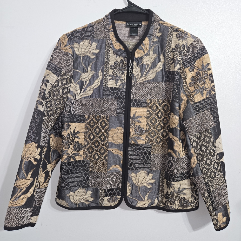 V#6 Molly And Maxx‎ Size PXL Women's Patchwork Jacket - Black and Cream